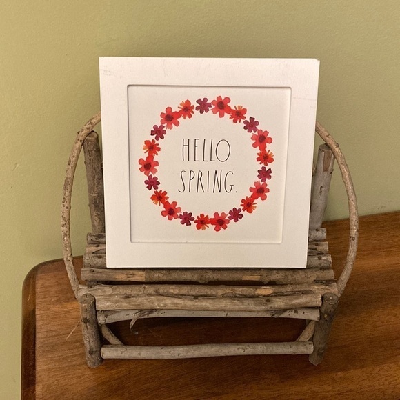 Rae Dunn "HELLO SPRING" Wooden Tabletop Sign (EUC!) - Picture 1 of 5